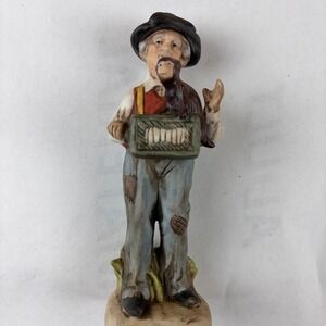 Vintage precious moments Porcelain Figurine Organ Grinder With Monkey‎ RARE